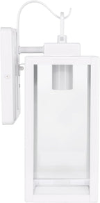 LIT-PaTH Outdoor Wall Lantern, Wall Sconce as Porch Lighting Fixture, E26 Medium Base Max 60W, Anti-Rust Metal with Glass Shade, White, 2-Pack