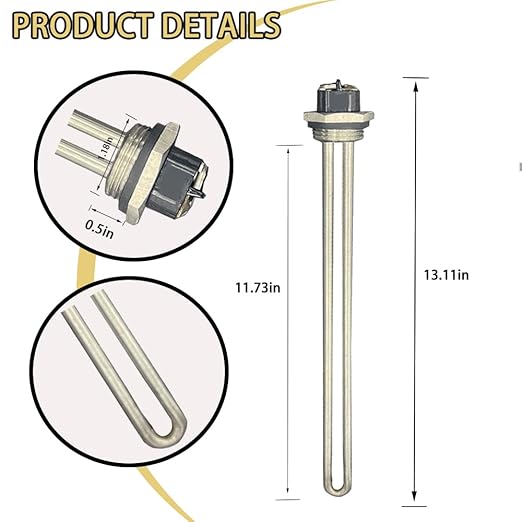 Upgraded AO Smith 100108283 4500W 240V Water Heater Element, For ECT 52/55/66/80/120,ECS 30/40/50,ECLN ELJN ECJN 40,ECL 30/50, E6 Electric Water Heaters, Replace 100108284 9000092015 9000092045