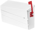 White Wall-Mount Mailbox, Modern Large Capacity Drop Mailboxes for Outside, Rust-Proof Galvanized Steel Post Box with Flag (No Keys Locking)