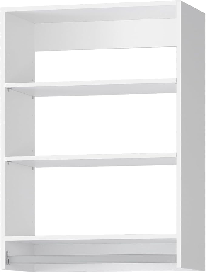 Medium Double Hanging Closet Unit, Modular Closet System, Wood Closet System Organizer with Storage for Walk In Closets, Clothing Rack Closet for Hanging Clothes, Bedroom, White, 25.5"W