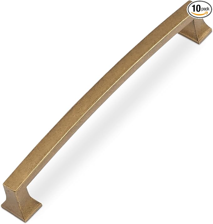 COTYKILEY 10 Pack 6.3 Inch(160mm) Antique Brass Kitchen Cabinet Handles Cabinet Pulls Vintage Drawer Pulls Aged Gold Bronze Kitchen Cabinet Hardware