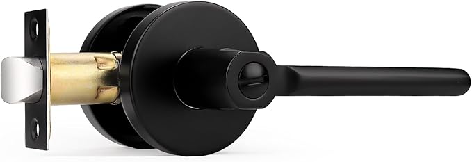 Probrico Privacy Door Handles for Bedroom and Bathroom Black Privacy Door Handle Lever, Keyless Interior Door Handles Bed Bath Door Lockset, 1 Pack