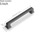 10 Pack 5 Inch(128mm) Hole Center Matte Dark Gunmetal Gray Modern Cabinet Pulls Kitchen Cabinet Handles Kitchen Cabinet Hardware Timeless Drawer Pulls for Dresser Cupboard Wardrobe, Gray(5x10)