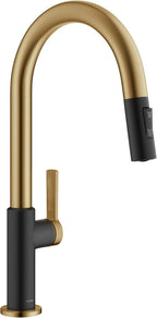 KRAUS Oletto High-Arc Single Handle Pull-Down Kitchen Sink Faucets in Brushed Brass/Matte Black, Kitchen Faucets with Pull Down Sprayer, KPF-2820BBMB