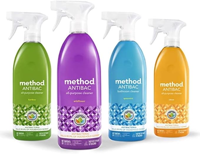 Method Antibacterial All-Purpose Cleaner Spray, Bamboo, Kills 99.9% of Household Germs, 28 Fl Oz (Pack of 4)