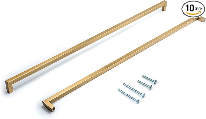 Cabinet Pulls 24 Inch Hole Centers(608mm),10 Pack Extra Long Drawer Pulls Square Appliance Pulls Champagne Bronze,Stainless Steel Furniture Hardware Handles