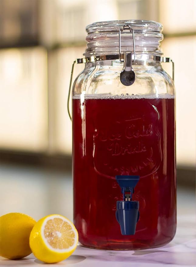 Replacement Cooler Faucet Water Bottle Jug, BPA-Free Plastic Spigot Spout Water Beverage Lever Pour Dispenser Valve, Crock Tap (2 Blue)