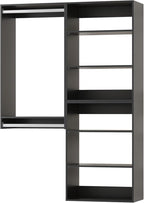 Modular Closet System, 46" Wide Closet Organizer System with Towers and Hanging, Wood Closet Tower Storage for Walk In Closets, Wall Mounted Wardrobe Organizer Kit System, Bedroom, Black