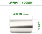 TAISHER 1PCS Stainless Steel Pipe Fittings, 2" NPT Female x 2" NPT Female Threaded, 4" Length Nipple Cast Pipe