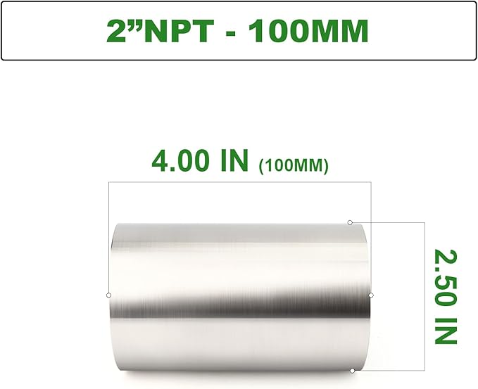 TAISHER 1PCS Stainless Steel Pipe Fittings, 2" NPT Female x 2" NPT Female Threaded, 4" Length Nipple Cast Pipe
