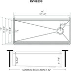 Ruvati 39-inch Workstation Kitchen Sink - Dual Tier Undermount Kitchen Sinks - 16 Gauge Stainless Steel Kitchen sink with Brushed Finish hides scratches - RVH8299