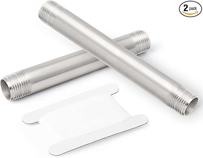 TAISHER 2PCS Stainless Steel Pipe Fittings, 1/4" NPT x 1/4" NPT Male Threaded, 8" Length Nipple Cast Pipe