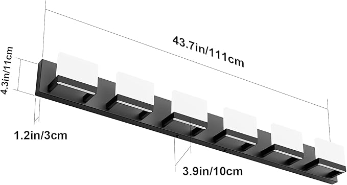 Tipace LED Modern Matte Black Bathroom Vanity Lights Over Mirror 6 Lights Up and Down Black Bathroom Vanity Light Fixtures 6000K