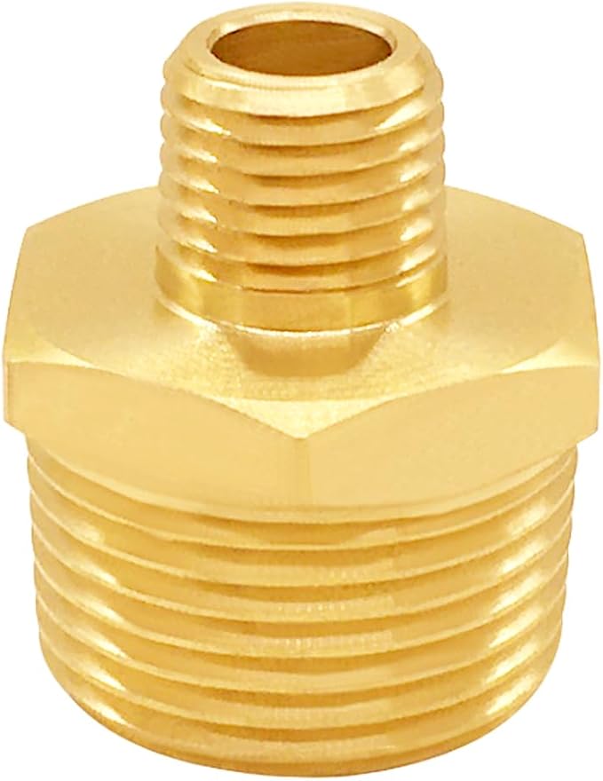 3PCS Brass Reducer Adapter, 3/8" NPT Male to 3/4" NPT Male Thread, Hex Reducing Pipe Fitting Coupler Nipple Connector for Water/Oil/Gas