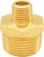 3PCS Brass Reducer Adapter, 1/4" NPT Male to 3/4" NPT Male Thread, Hex Reducing Pipe Fitting Coupler Nipple Connector for Water/Oil/Gas