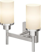 Bathroom Light Fixtures Brushed Nickel Vanity Lights with White Frosted Glass Shade, Double Wall Lamps for Mirror Kitchen Living Room Porch T001BR-L2