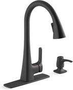 KOHLER R26281-SD-BL Maxton Touchless Pull-Down Kitchen Faucet with soap/Lotion Dispenser, Matte Black