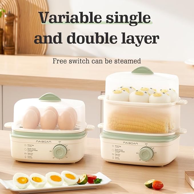 12 Egg Cooker For Hard Boiled Eggs, 5-Speed Timing Function, Medium, Egg Poacher, Rapid Egg Boiler With Auto Shut Off, Electric Food Steamer For Cooking Vegetables, Egg Boiler.