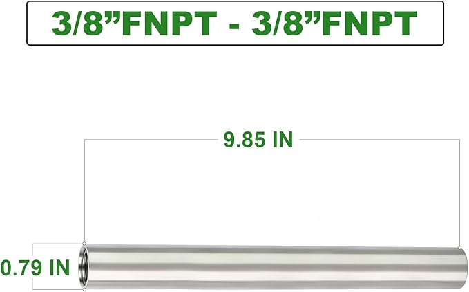 TAISHER 2PCS Stainless Steel Pipe Fittings, 3/8" NPT x 3/8" NPT Female Threaded, 10" Length Nipple Cast Pipe