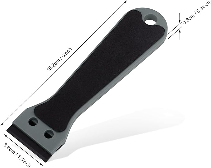 EHDIS 2pcs Plastic Razor Scraper 6-inch Long Handle Adhesive Remover Tool with 100 Double-Edge Blades for Window Tint Vinyl Scraper Decal Sticker Glue Remover (grey)