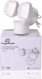 RuggedGrade 20W Turin II TT Series LED Security Light - Motion Sensor Flood Light - 2,400 Lumens - 240° Sensor - Color Selectable 3000K/4000K/5000K - White Housing - Outdoor Light - DLC 5.1 Premium
