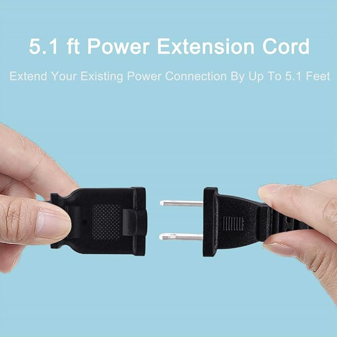 2-Pack Extension Cord 2 Prong, 5FT Short and Small Etension Cords Male/Female Indoor Power Cable for NEMA 1-15P to NEMA 1-15R Black