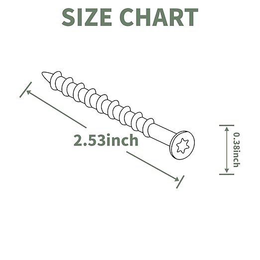 Wood Screws 2-1/2 inch, 300pcs Countersunk Self Tapping Screws #10 x 2-1/2", Carbon Steel, Against Rust and Corrosion Screw, Green Coated Exterior Wood/Deck Screws, Star Drive with Bit