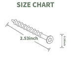 Wood Screws 2-1/2 inch, 300pcs Countersunk Self Tapping Screws #10 x 2-1/2", Carbon Steel, Against Rust and Corrosion Screw, Green Coated Exterior Wood/Deck Screws, Star Drive with Bit