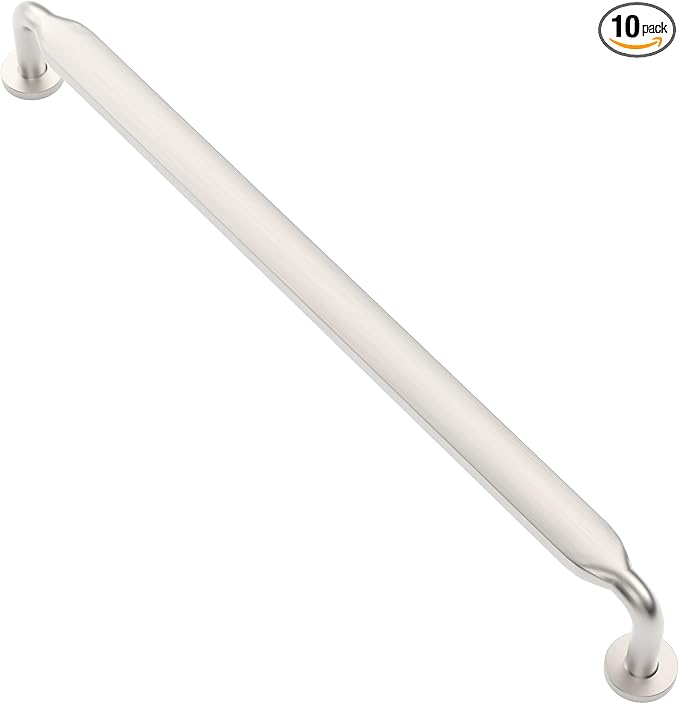 Alzassbg 10 Pack Brushed Satin Nickel Cabinet Handles, 7-1/2 Inch(192mm) Hole Centers Arch Modern Cabinet Pulls Kitchen Cabinets Hardware for Cabinets and Drawers AL3503SN