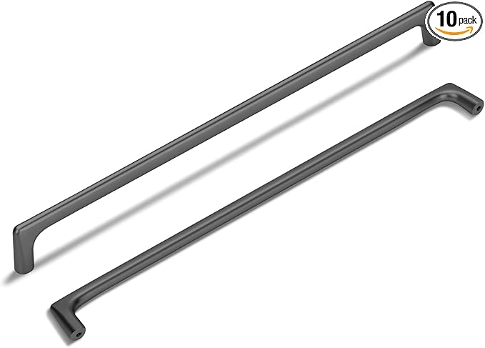 10 Pack 12.6 Inch(320mm) Hole Center Modern Matte Dark Gunmetal Gray Cabinet Pull Handle Timeless Vanity Drawer Pull Handle Classic Cabinet Hardware for Kitchen, Screws Included, Gray(12.6x10)