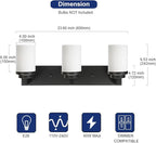 TODOLUZ Wall Sconce Lighting Over Mirror, 3-Lights Matte Black Bathroom Vanity Light Fixtures with Opal White Glass, Wall Mount Bath Light for Dressing Table Hallway Bedroom