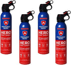 Prepared Hero Fire Spray - Mini Fire Extinguishers for House, Car, Garage - Kitchen Small Fire Extinguisher for Home, 100% Organic - Compact, Portable & Easy to Use, Non-Toxic - 4 Pack