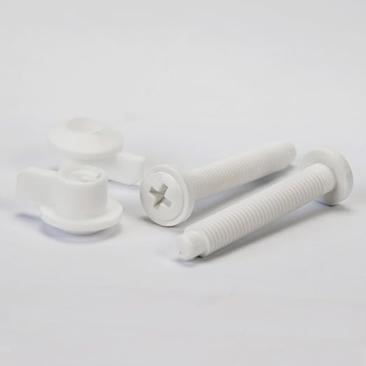 Universal White Plastic Toilet Seat Hinge Screws, Toilet Hinges Replacement Kit for Top Mount Toilet Seats, Durable and Corrosion-Resistant Hinges Tighten Fittings, Easy Installation.(MFL12)