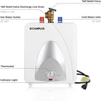 CAMPLUX Electric Small Hot Water Heater, 1.3 Gallon Point of Use Hot Water Heaters 120V 1440W, Under Sink, Wall or Floor Mounted, Easy to Install