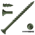 #9 x 2-1/2" Deck Screws (81Pcs) 1lb. Exterior Wood Screws. Carbon Steel, Green, Flat Head, Rust Resistant epoxy Coated, with T25 Star Bit