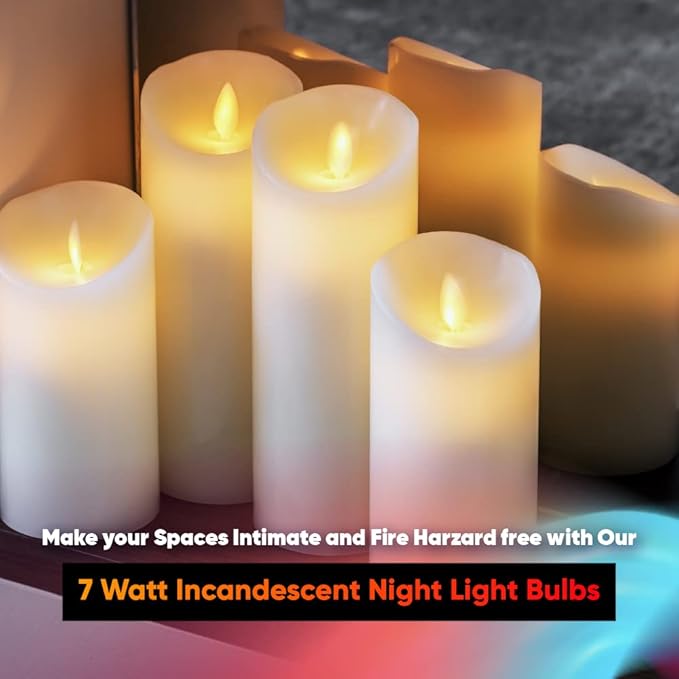 lumenivo 7 Watt Night Light Bulbs for Electric Window Candle Lamps, Salt Lamps, Christmas Villages, Chandeliers Replacement for Creative Hobbies 3228x25 7C7/CL E12 Base - Clear - 25 Pack