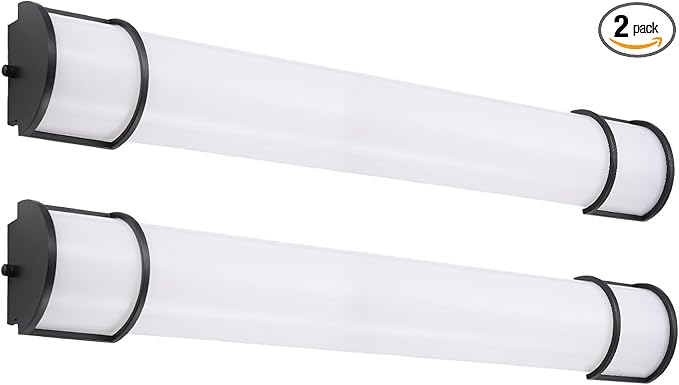 ASD LED 36" Vanity Flush Mount Light Fixture, Linear Bathroom Lighting Bar | 3CCT, Dimmable, Energy Star, ETL Listed | 30W 2650LM 3000-5000K 120V | Long Bath Wall Sconce Over Mirror | Black, 2 Pack