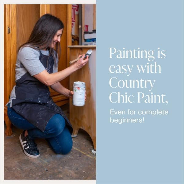 Country Chic All-in-One Chalk Paint for Furniture, Cabinets, Home Decor, Crafts, Eco-Friendly, Matte Finish, Built-In Primer & Top Coat for Wood, Metal - Little Bluebird (blue) Pint (16 oz)