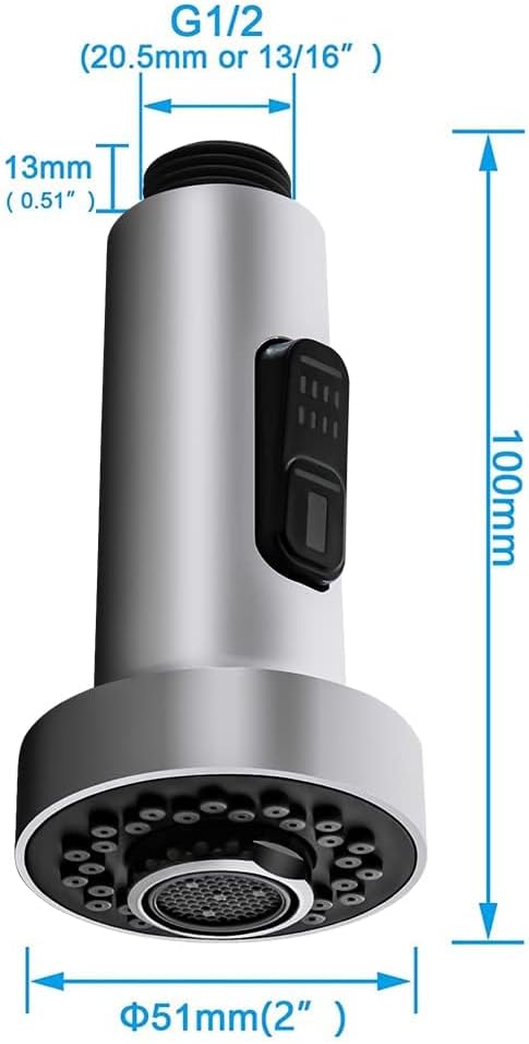 Kitchen Faucet Sprayer Head Replacement Parts,Pull Out Down Kitchen Sink Faucet Nozzle Spout Head 2 Functions,Chrome