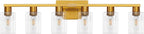6 Light Bathroom Light Fixtures, Large Gold Bathroom Vanity Light with Clear Glass Shade, Brushed Brass Gold Bathroom Lighting Fixtures Over Mirror, Modern Wall Scones for Bedroom Living Room