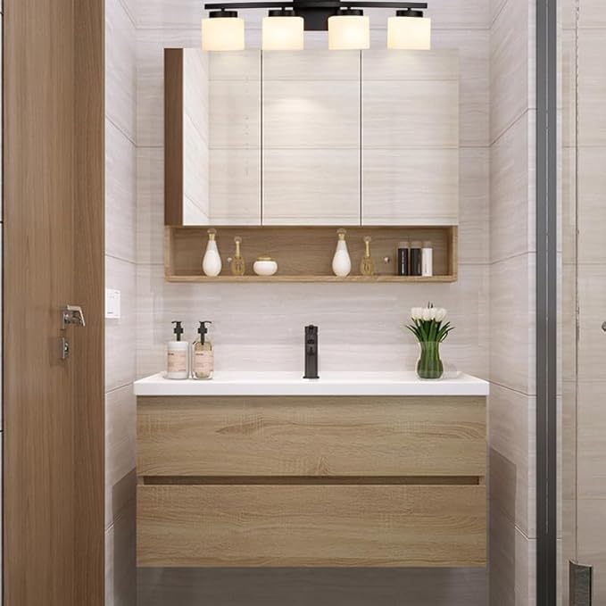 4-Light Matte Black Vanity Light Fixture with White Glass Shade for Bathroom Over Mirror, 31.5 Inches