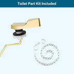 Universal Side Mount Metal Toilet Handle Replacement Kit Compatible with American Standard/Mansfield/Gerber/TOTO/Kohler Toilet, Toilet Tank Flusher Lever with Flapper Chain, Shiny Gold