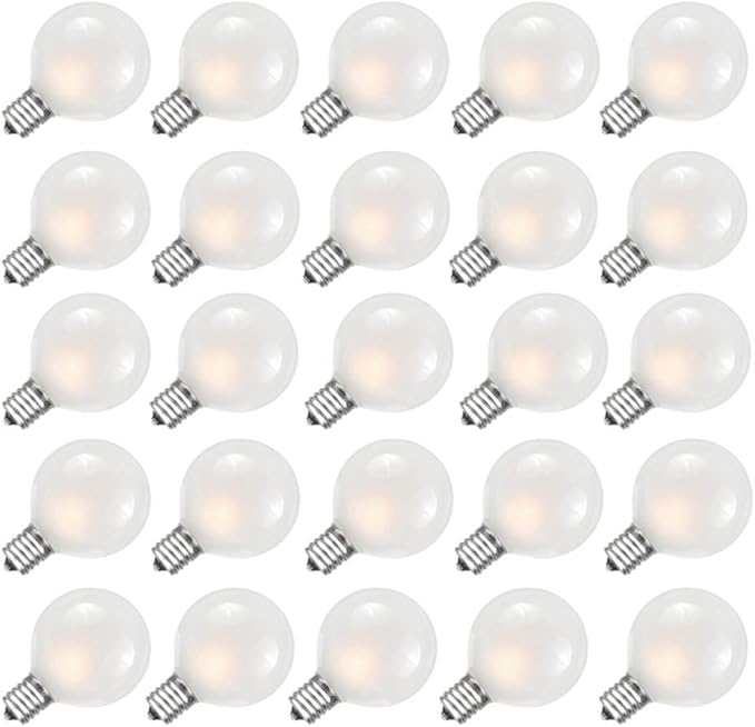 SUNSGNE G40 Globe Replacement Bulbs with Frosted White, 1.5 Inch -5 Watt -Screw Base -Fits E12 and C7 Sockets, 25 Pack