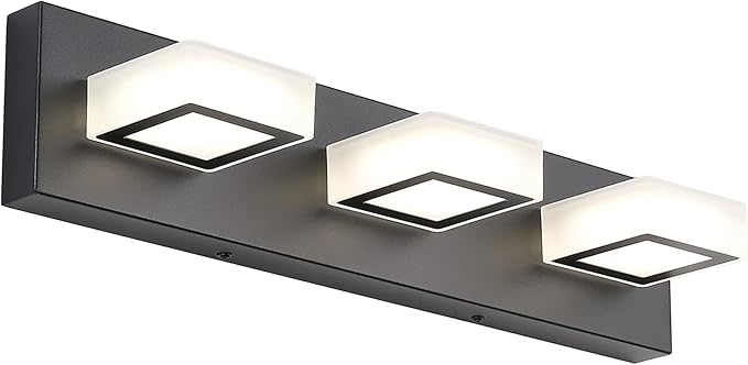 Ralbay Black Bathroom Vanity Lights 3 Lights Acrylic Modern LED Black Vanity Lights for Bathroom (Natural White Light)