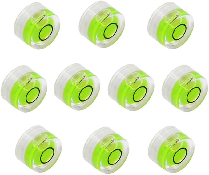 10Pcs Bubble Spirit Levels Mini Circular Bullseye Bubble Level Small Round Spirit Level Measuring Layout Tools (10x6mm, Non-Adhesive)