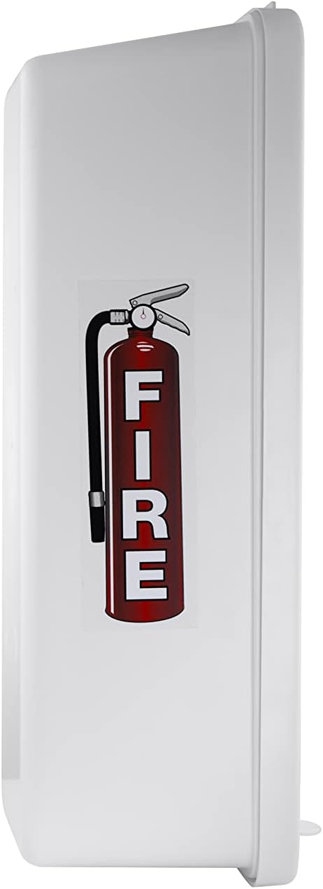 Fire Extinguisher Cabinet Fire Extinguisher Box Outdoor Fire Cabinet Mounted Fire Extinguisher Cabinet Fire Extinguisher Cover (White with Breaker Bar Attachment, Rx350, Plastic, 10 Pounds, 10, AKA1)