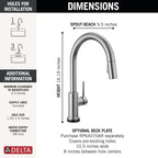 Delta Trinsic Brushed Nickel Touch Kitchen Faucet with Pull Down Sprayer, Modern Single Hole Touch On Kitchen Sink Faucet, Single Handle, Arctic Stainless 9159T-AR-DST