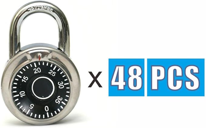 ZonRo Locks Combination Padlock, Fixed Dial Combination Padlock 48 Pack,3 Digit Code Standard Dial Combination, 2 in Wide. 3 in Height, Black Turntable, Lock for Gym & Locker, School, Toolbox