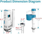 2-Inch Dual Flush Valve Replacement Kit for One-Piece Toilets - Includes 2.2" Threaded Button, 8.2" Flush Valve & Fill Valve - Fits 10-13.5" Tanks with 2.56-2.76" Drain Holes