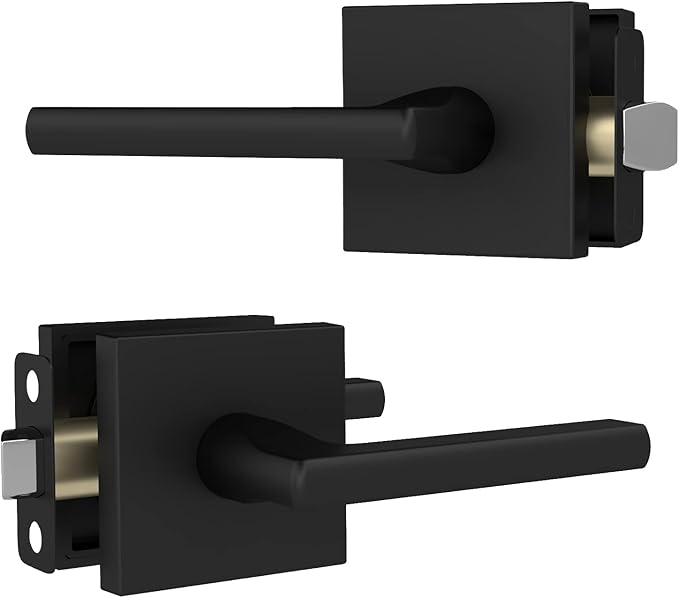 Mega Handles Prime Passage Lever Door Handle for Closet or French Doors, Single Side Door Levers, Fits All Standard Door Sizes, Covered Screws Included - Matte Black (1 Pack) 5"